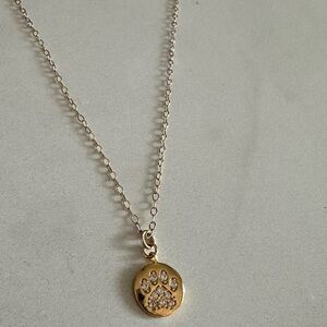 Gold Dog Paw Pendant Necklace